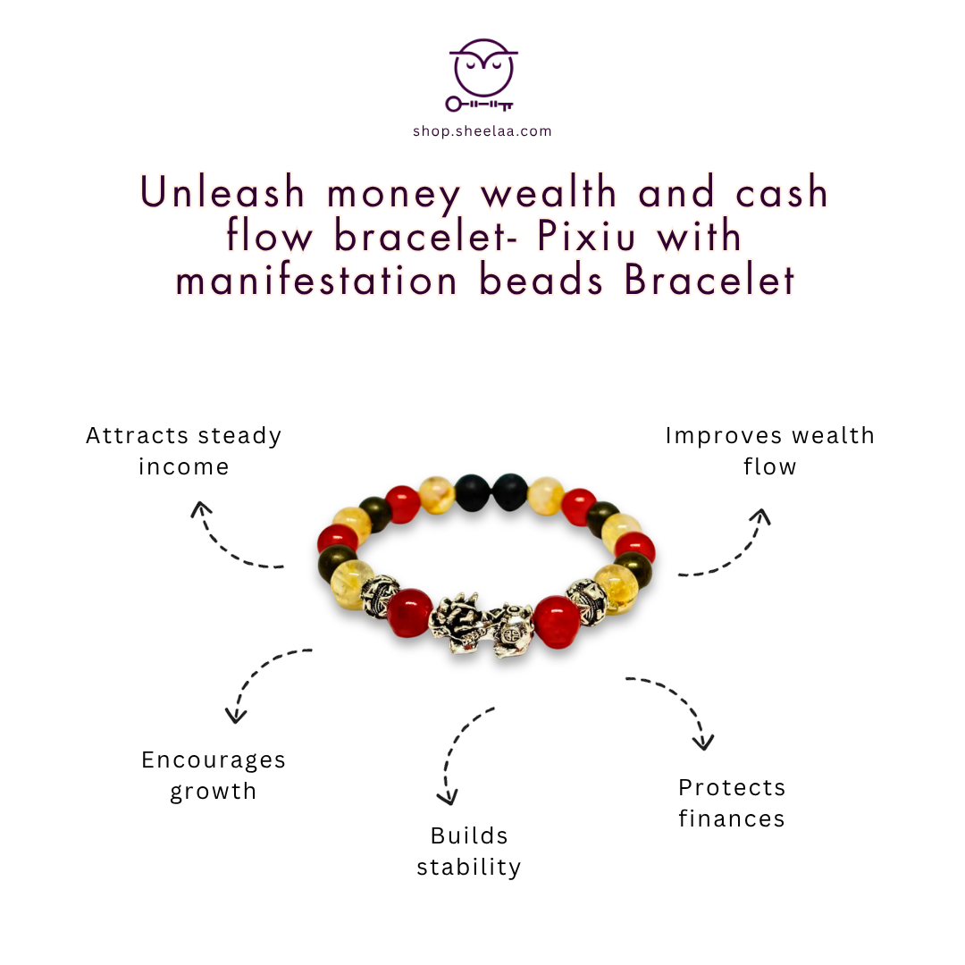 Pixiu Citrine Pyrite prosperity bracelet by Sheelaa M Bajaj on altar with incense