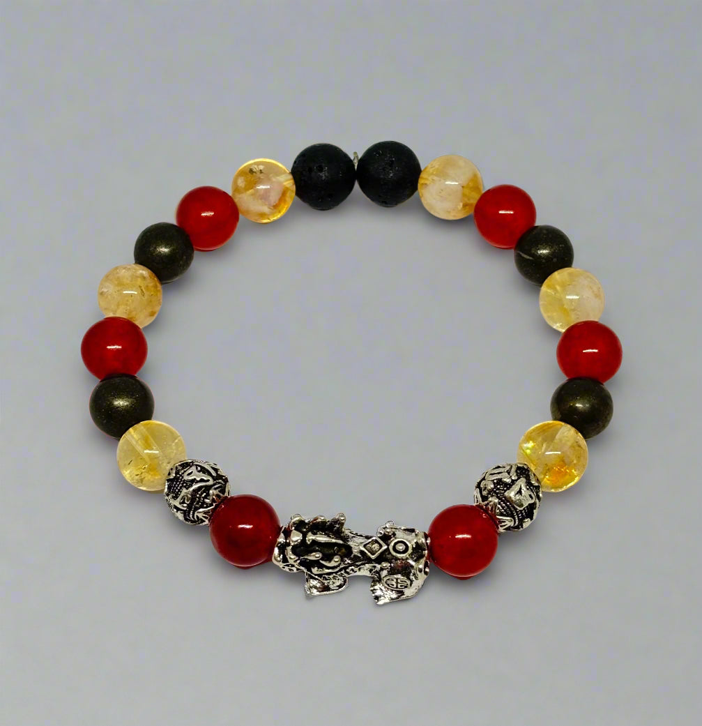 Unleash money wealth and cash flow bracelet- Pixiu with manifestation beads