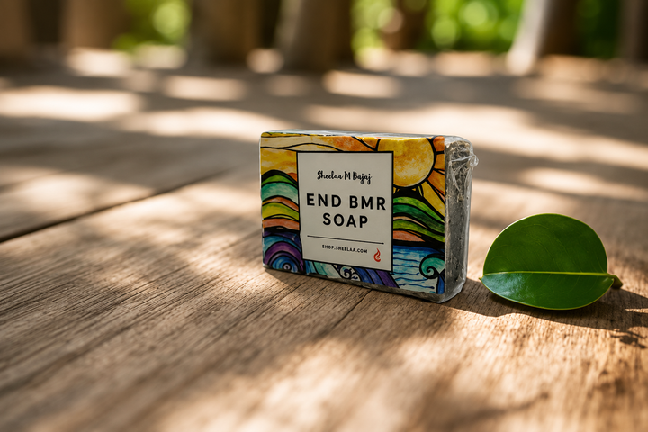 END BMR Soap by House of Sheelaa, a spiritual cleansing soap designed to help clear negative energy, emotional heaviness, nazar, and stagnant vibrations while supporting energetic protection and renewal.