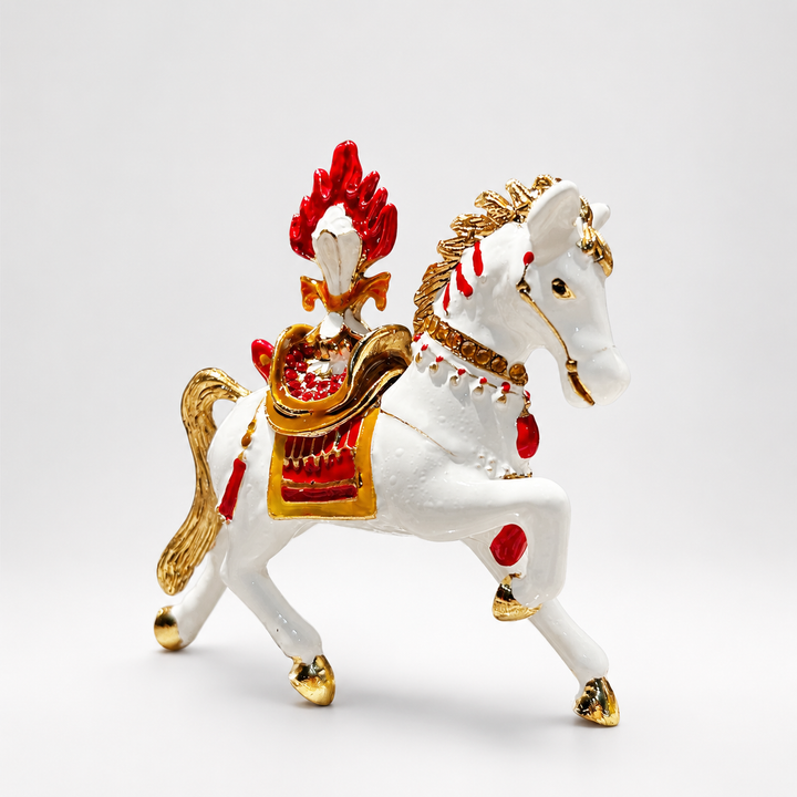 Victory Fire Horse Feng Shui decor piece for success energy, confidence, momentum, recognition, and positive workspace placement.