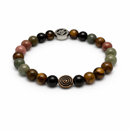 Mulank 4 Bracelet with Tiger's Eye, Labradorite and Rhodonite by House of Sheelaa