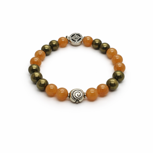 Mulank 9 bracelet with Pyrite and Sunstone crystals by House of Sheelaa
